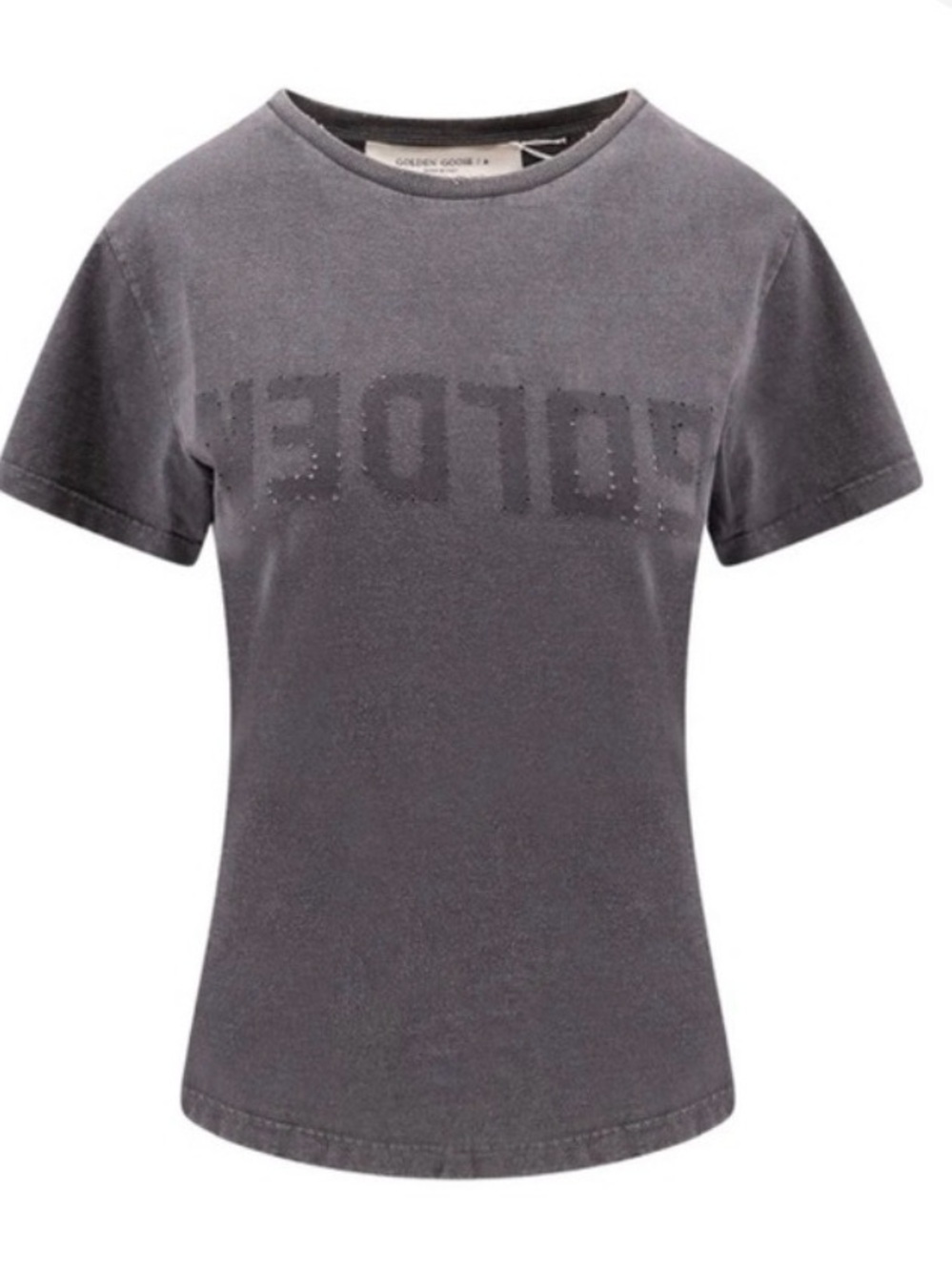 Golden Goose Gray Logo Short Sleeve Crewneck Tee